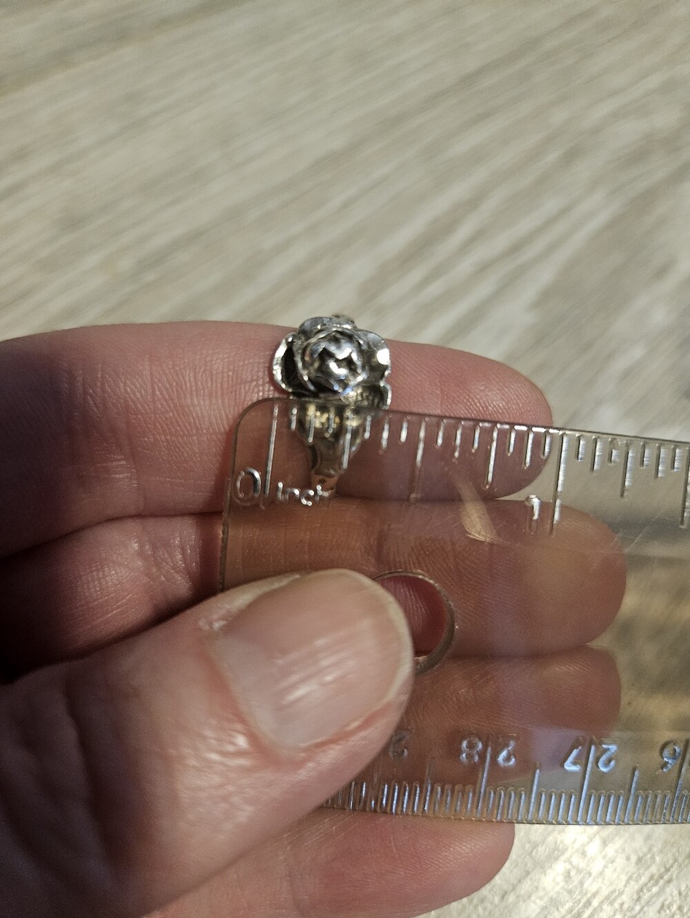 Vintage 925 Sterling Silver Sculpted Rose Flower Ring - Size 7 - Picture 7 of 7